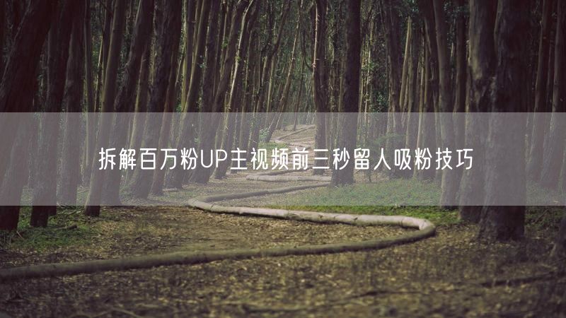拆解百万粉UP主视频前三秒留人吸粉技巧
