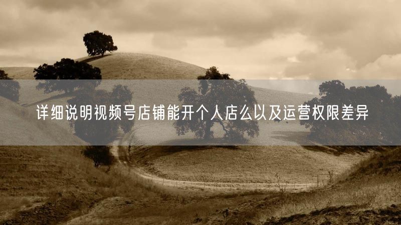 详细说明视频号店铺能开个人店么以及运营权限差异
