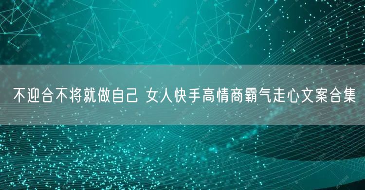 不迎合不将就做自己 女人快手高情商霸气走心文案合集