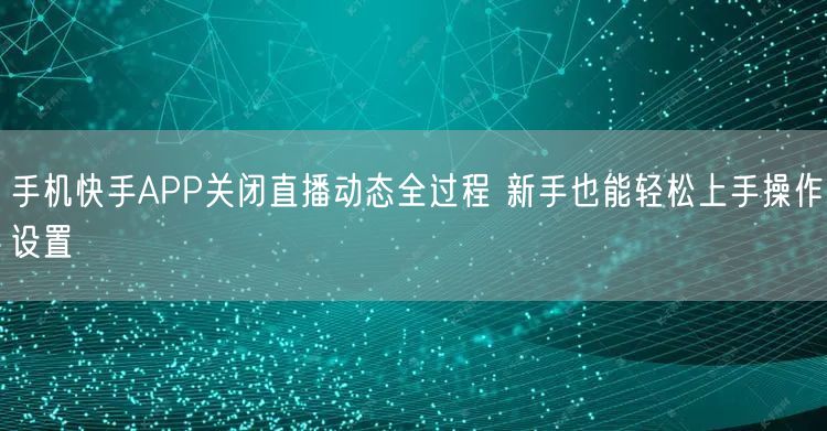手机快手APP关闭直播动态全过程 新手也能轻松上手操作设置