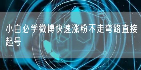小白必学微博快速涨粉不走弯路直接起号