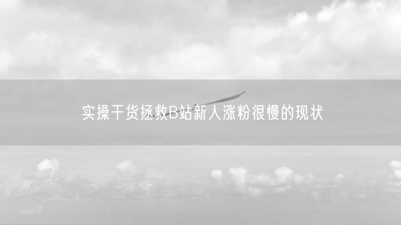 实操干货拯救B站新人涨粉很慢的现状