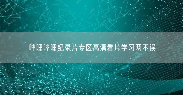 哔哩哔哩纪录片专区高清看片学习两不误